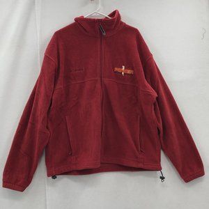 Columbia Men's Red Long Sleeve Pockets Stand Up Collar Fleece Jacket Size XL